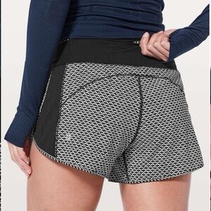 Lululemon Real Quick Perforated Monochromic Black 3.5” Shorts